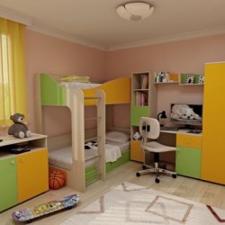 Детска стая Memo.bg Модел BM Mona, в цвят бежово и зелено - Mipa