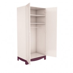 Двукрилен гардероб Яна, бяло гладко и лилаво шагре - Mipa