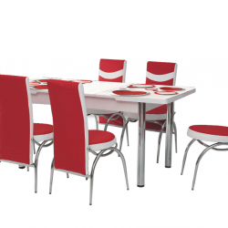 Комплект трапезна разтегателна маса с 6 стола BM-460 Red Dream - Комплекти маси и столове