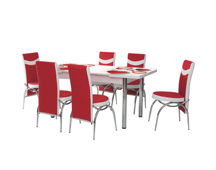 Комплект трапезна разтегателна маса с 6 стола BM-460 Red Dream - Комплекти маси и столове