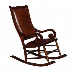 Люлеещ стол EX Home, тиково дърво, естествена кожа - Двор и Градина